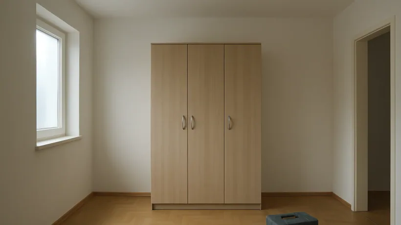 Prazna soba sa sastavljenim ormarom prije izračuna cijene montaže