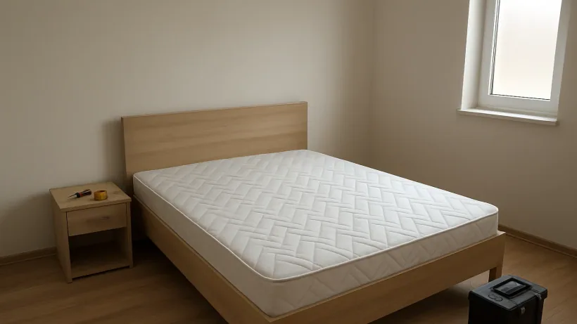 Složen bračni krevet nakon montaže kreveta u spavaćoj sobi